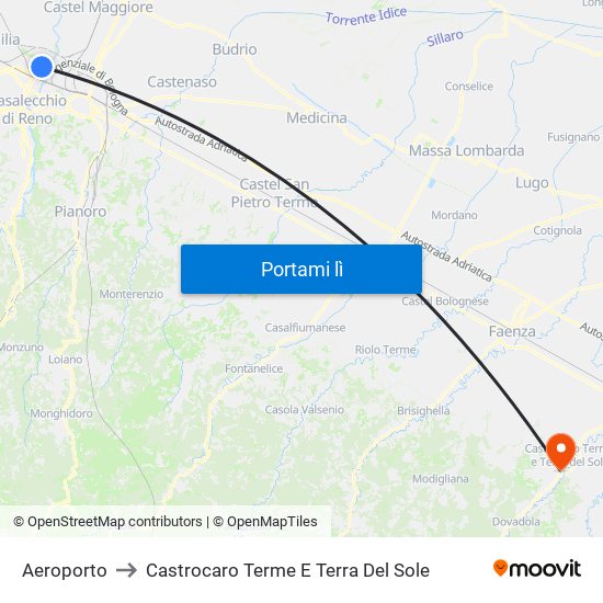 Aeroporto to Castrocaro Terme E Terra Del Sole map