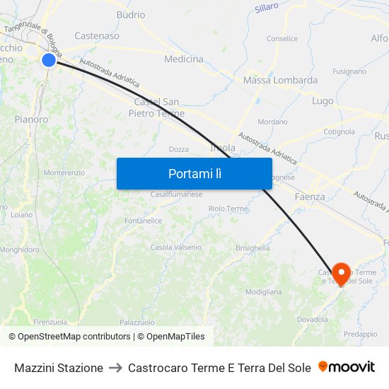 Mazzini Stazione to Castrocaro Terme E Terra Del Sole map