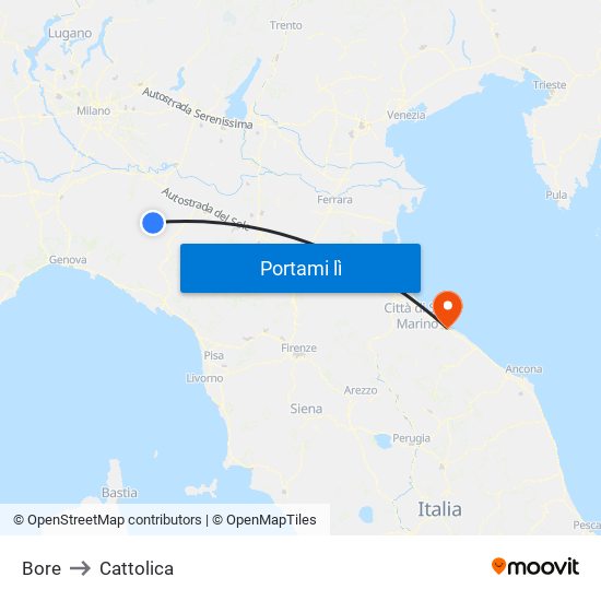 Bore to Cattolica map