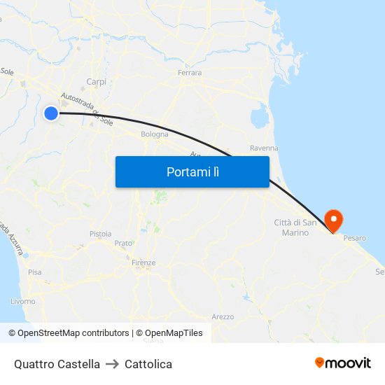 Quattro Castella to Cattolica map