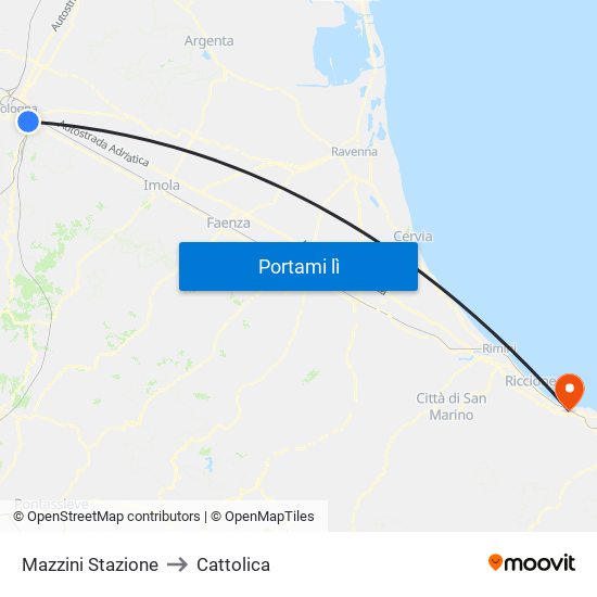 Mazzini Stazione to Cattolica map