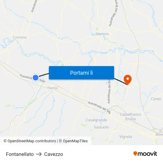 Fontanellato to Cavezzo map