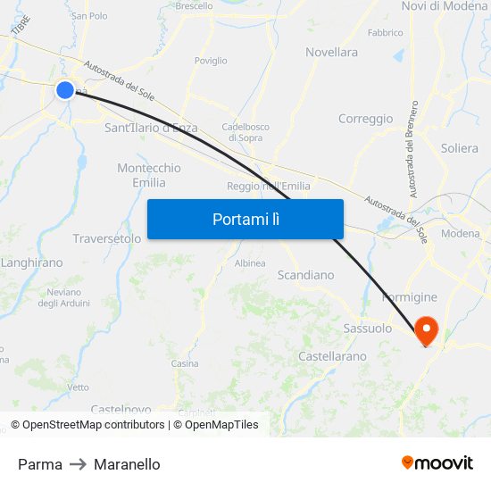 Parma to Maranello map