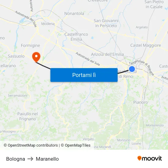 Bologna to Maranello map