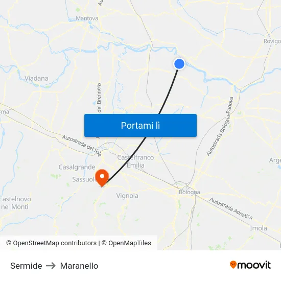 Sermide to Maranello map