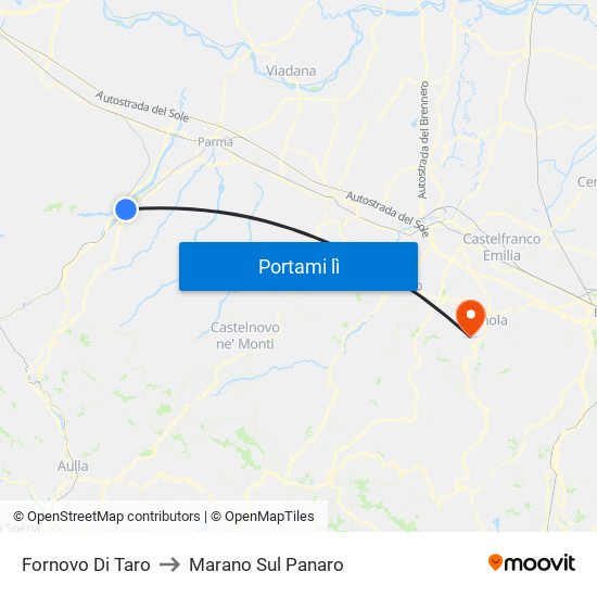 Fornovo Di Taro to Marano Sul Panaro map