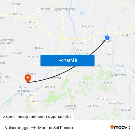 Valsamoggia to Marano Sul Panaro map