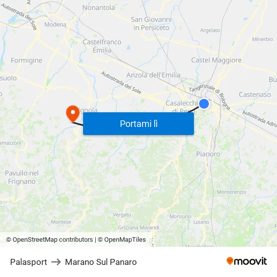Riva Di Reno - Lame to Marano Sul Panaro map