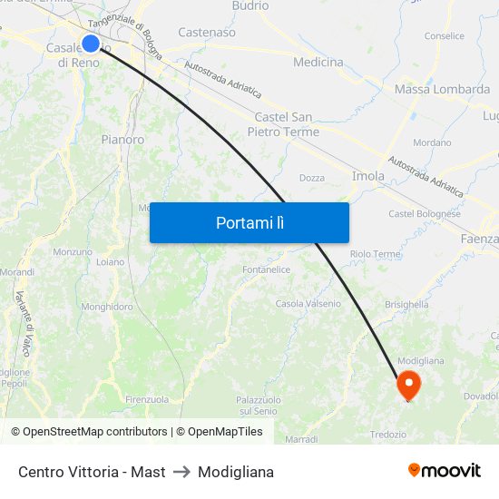Centro Vittoria - Mast to Modigliana map