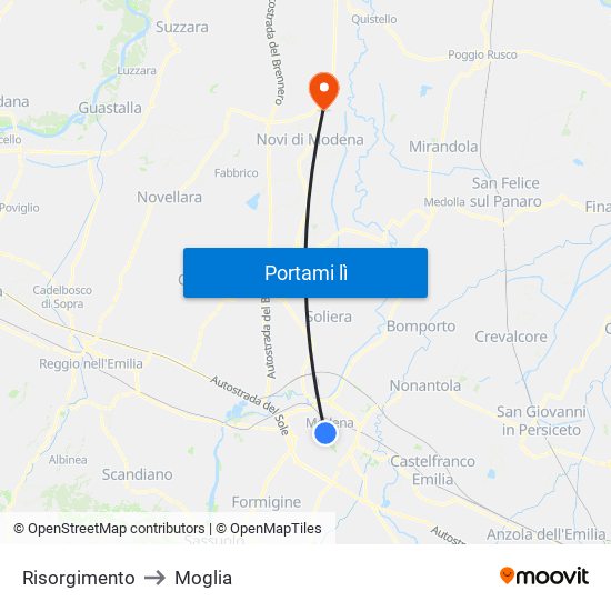 Risorgimento to Moglia map