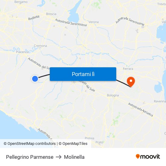 Pellegrino Parmense to Molinella map