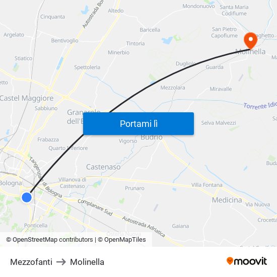 Mezzofanti to Molinella map