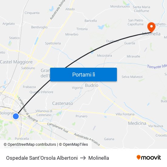 Ospedale Sant'Orsola Albertoni to Molinella map