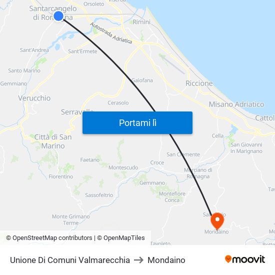 Unione Di Comuni Valmarecchia to Mondaino map