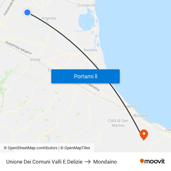Unione Dei Comuni Valli E Delizie to Mondaino map