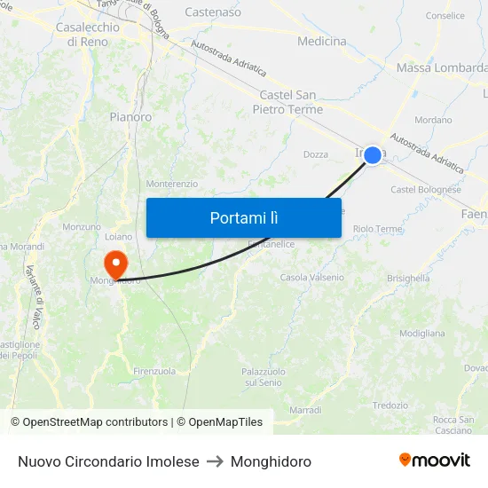 Nuovo Circondario Imolese to Monghidoro map