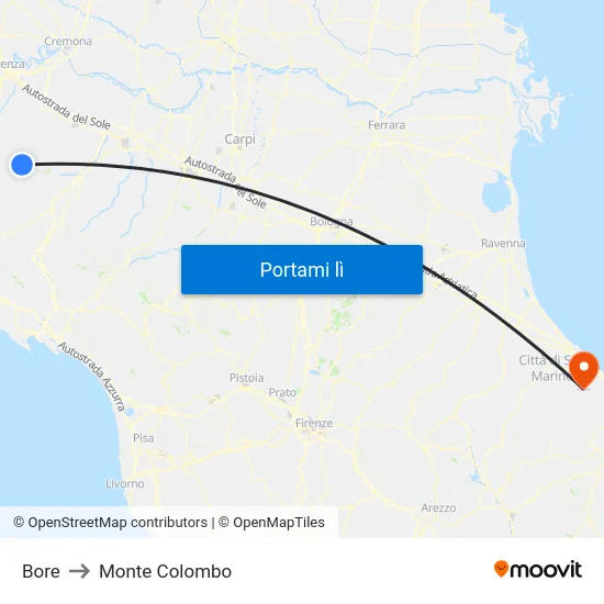 Bore to Monte Colombo map