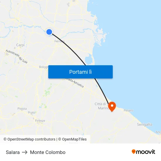 Salara to Monte Colombo map