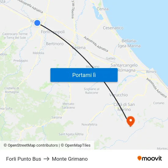 Forli Punto Bus to Monte Grimano map