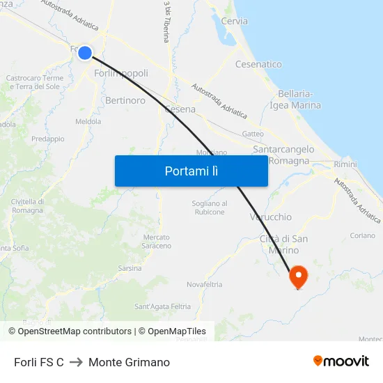 Forli FS C to Monte Grimano map
