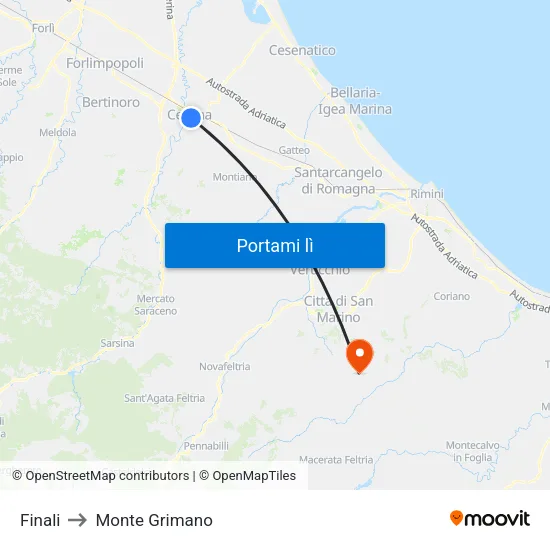 Finali to Monte Grimano map