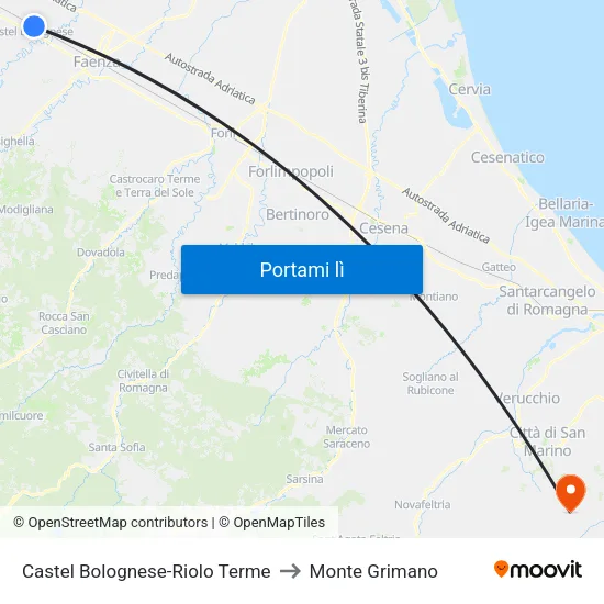 Castel Bolognese-Riolo Terme to Monte Grimano map