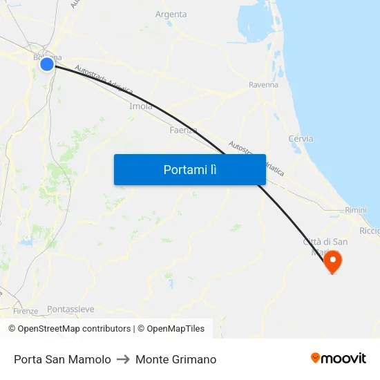 Porta San Mamolo to Monte Grimano map
