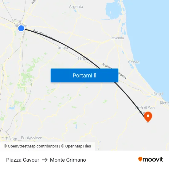 Piazza Cavour to Monte Grimano map