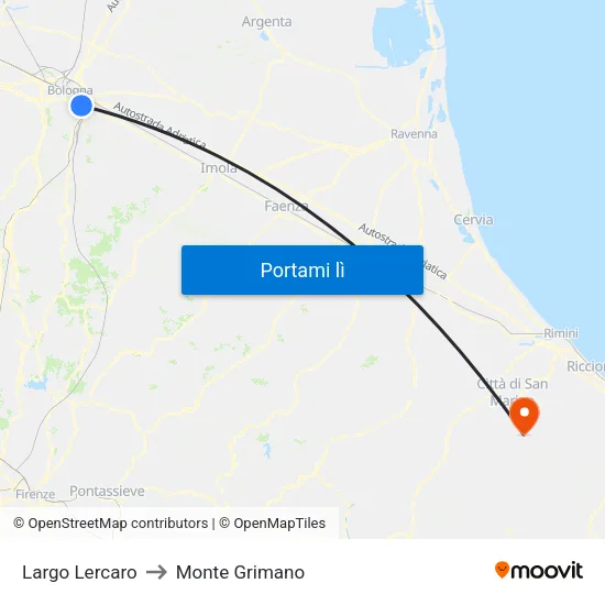 Largo Lercaro to Monte Grimano map