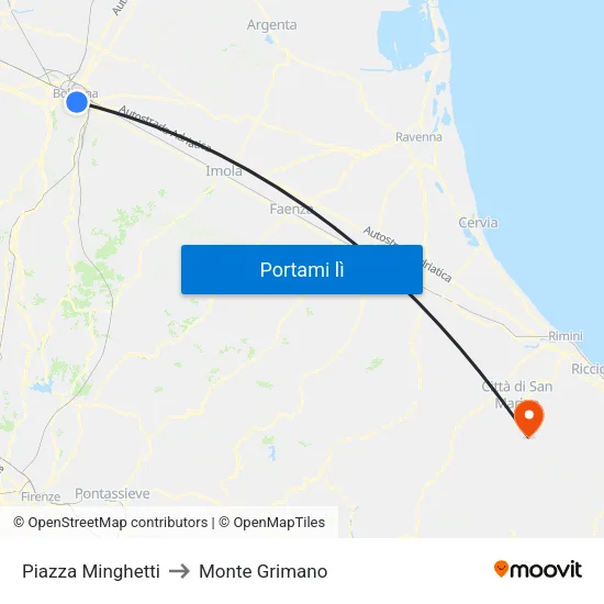 Piazza Minghetti to Monte Grimano map