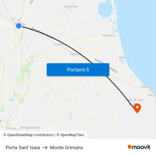Porta Sant`Isaia to Monte Grimano map