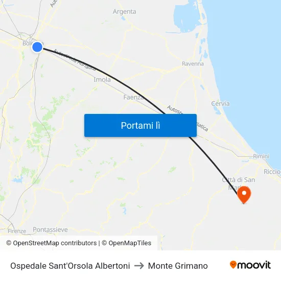 Ospedale Sant'Orsola Albertoni to Monte Grimano map