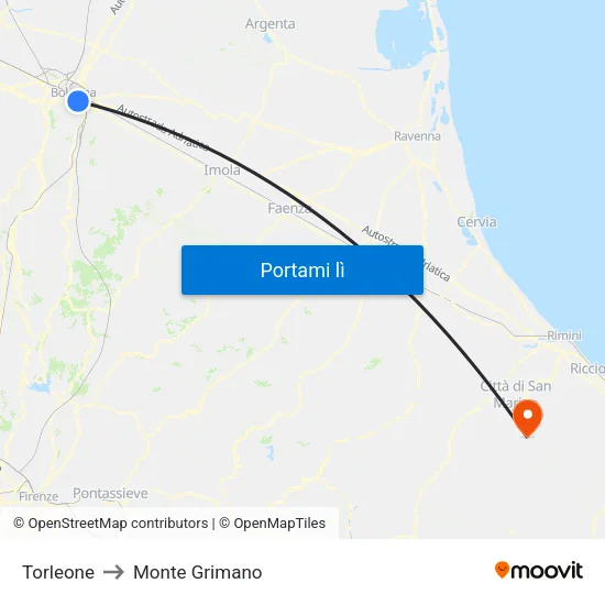 Torleone to Monte Grimano map