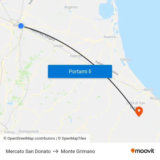 Mercato San Donato to Monte Grimano map