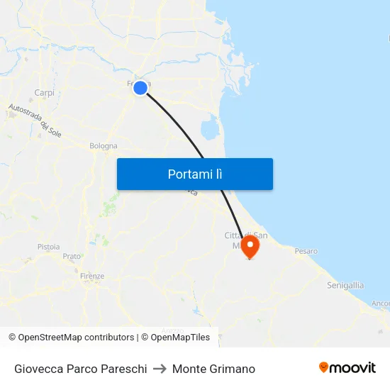 Giovecca Parco Pareschi to Monte Grimano map