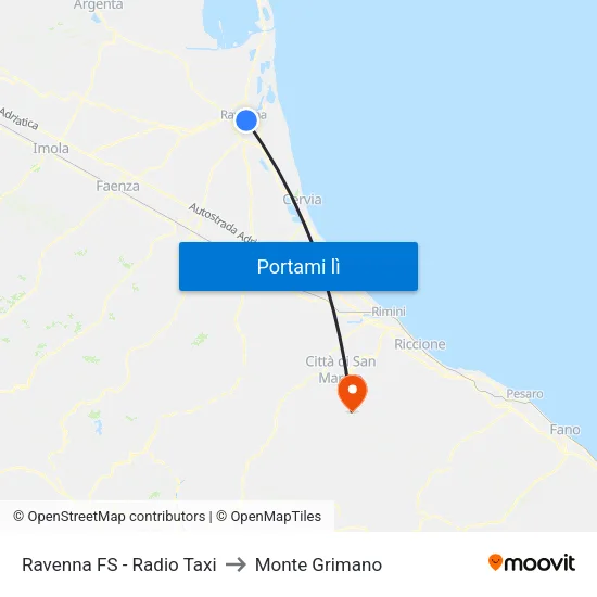 Ravenna FS - Radio Taxi to Monte Grimano map