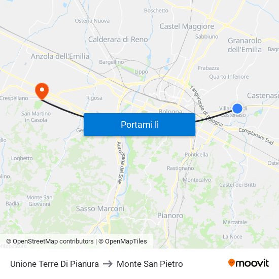 Unione Terre Di Pianura to Monte San Pietro map