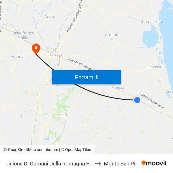 Unione Di Comuni Della Romagna Forlivese to Monte San Pietro map