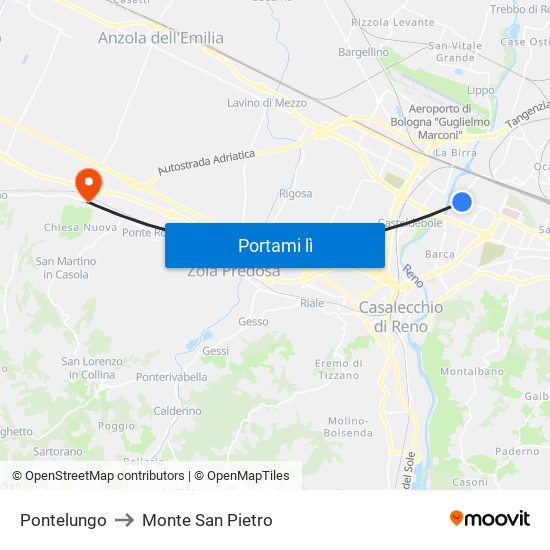 Pontelungo to Monte San Pietro map