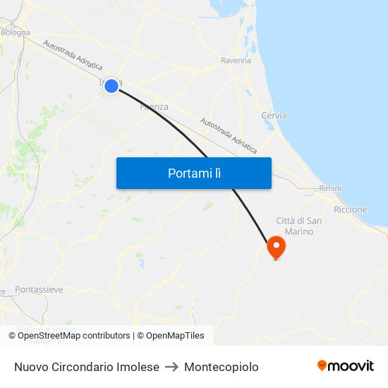 Nuovo Circondario Imolese to Montecopiolo map