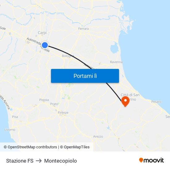 Stazione FS to Montecopiolo map