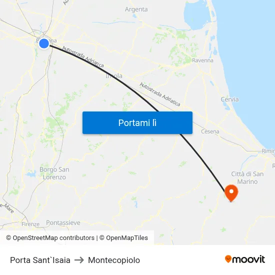 Porta Sant`Isaia to Montecopiolo map