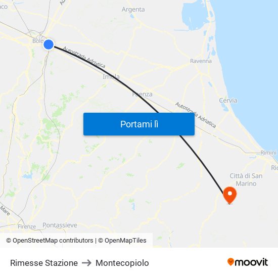 Rimesse Stazione to Montecopiolo map