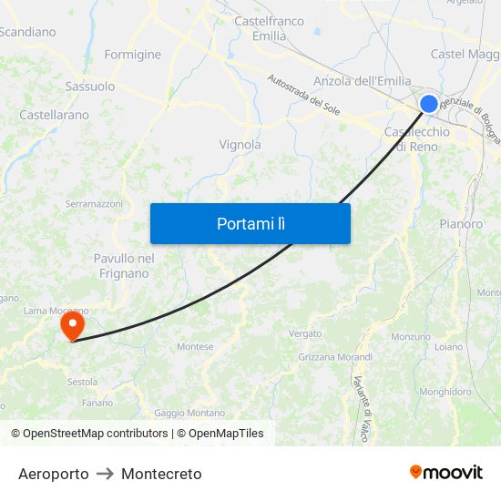 Aeroporto to Montecreto map