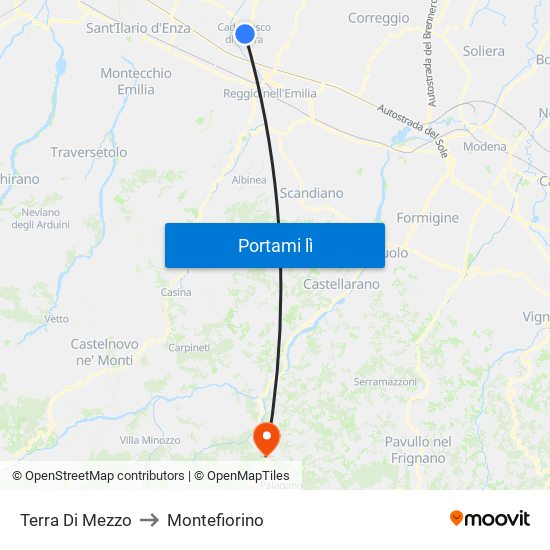 Terra Di Mezzo to Montefiorino map