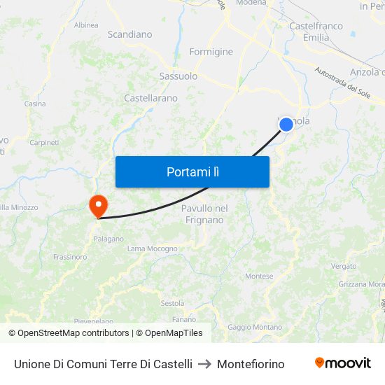 Unione Di Comuni Terre Di Castelli to Montefiorino map