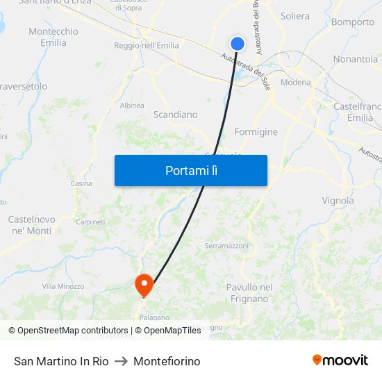 San Martino In Rio to Montefiorino map