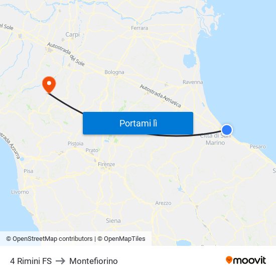 4 Rimini FS (A) to Montefiorino map