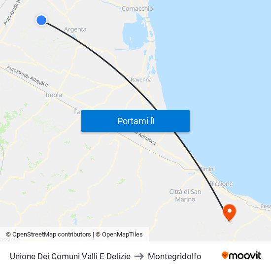 Unione Dei Comuni Valli E Delizie to Montegridolfo map