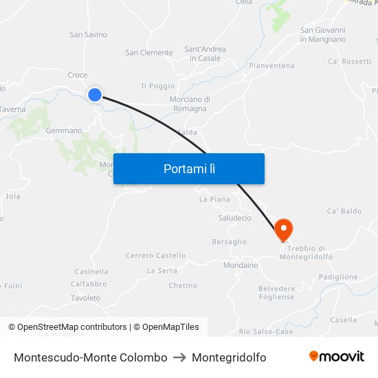Montescudo-Monte Colombo to Montegridolfo map